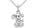 Sterling Silver Cute Dog Puppy Charm Pendant Necklace with Chain